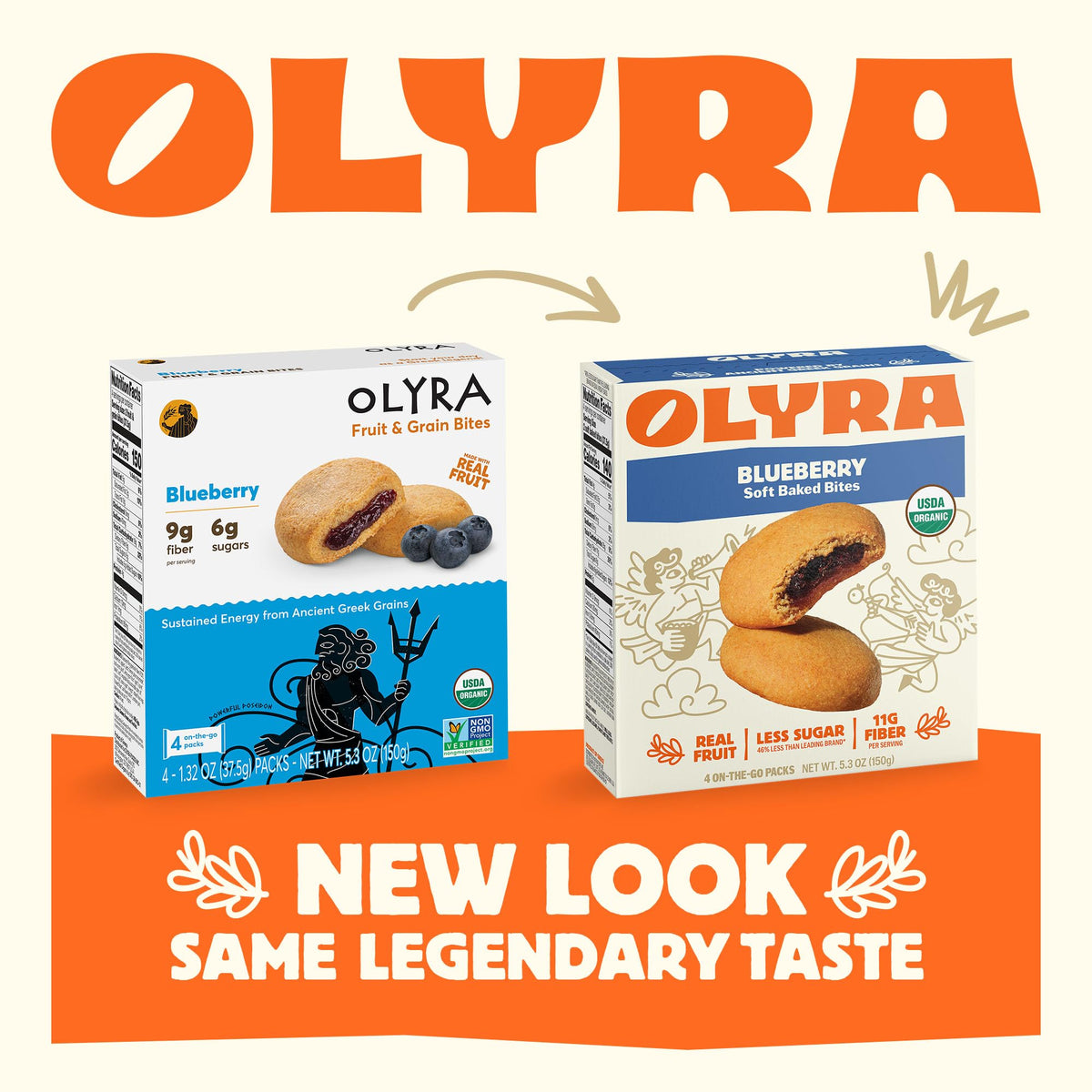 Olyra blueberry bars ingredients ancient grains, showing barley and spelt.