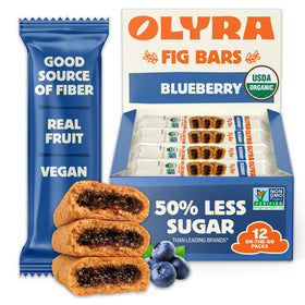 Olyra Blueberry Fig Bars pack of 12 shown for grab-and-go snacking
