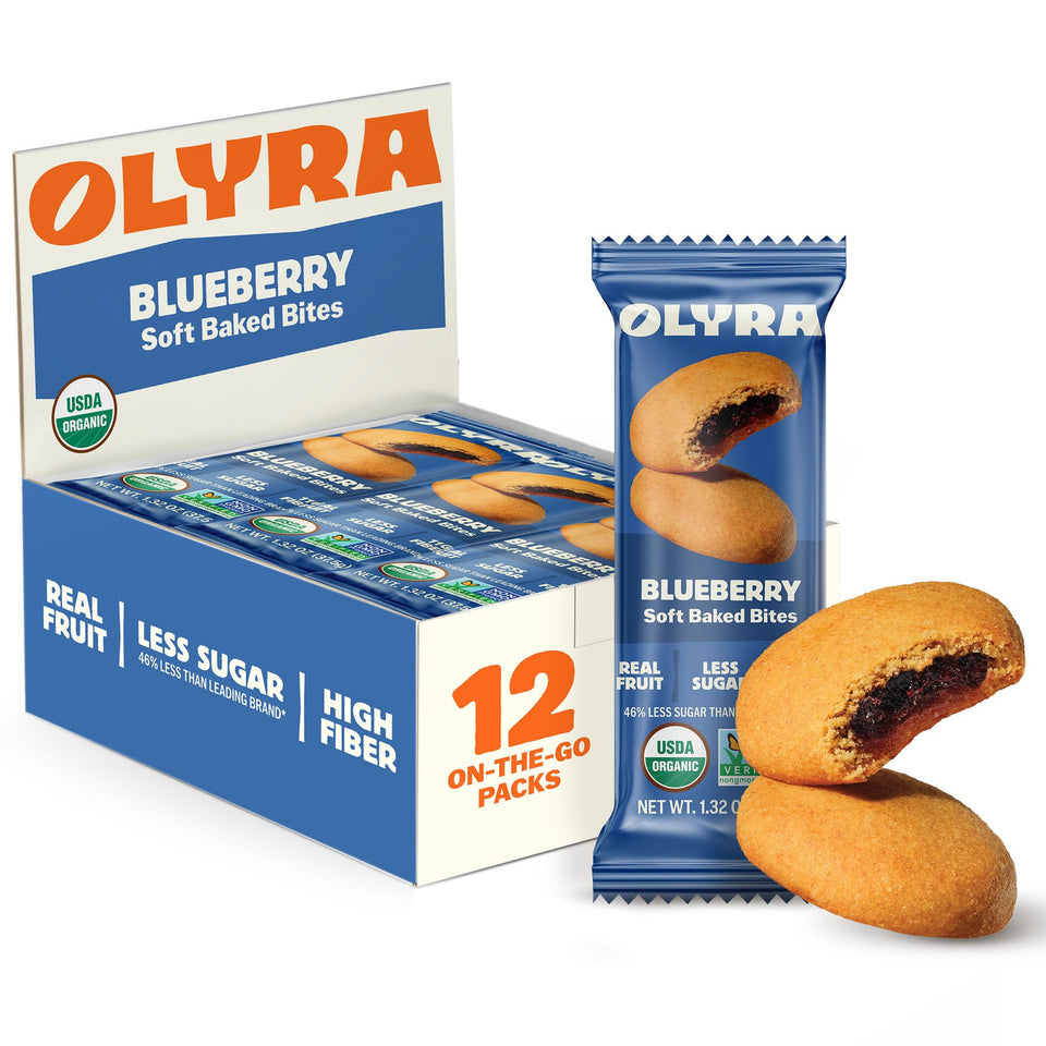 Olyra blueberry fruit bar soft baked, ideal for on-the-go snacking.