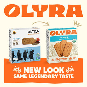 Olyra ancient grains breakfast biscuit on a plate with Greek barley and spelt