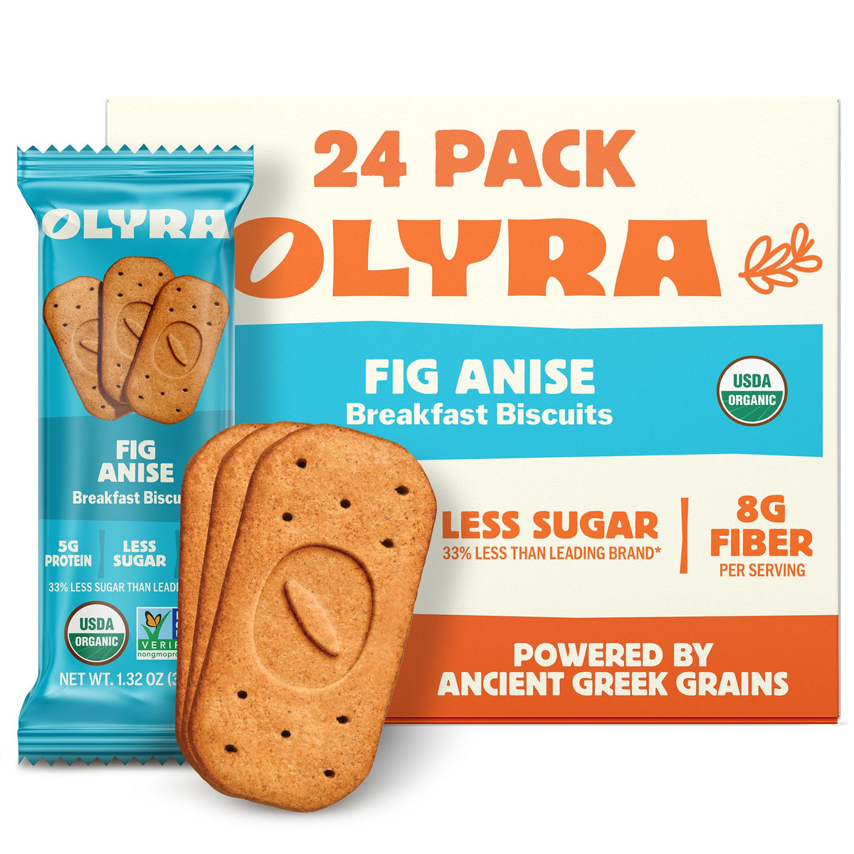 Olyra Fig Anise breakfast biscuit close-up highlighting fig and anise