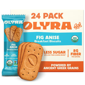 Olyra Fig Anise breakfast biscuit close-up highlighting fig and anise