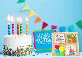 OMCookie 4-pack birthday cookies ideal for kids, teens, and adults.