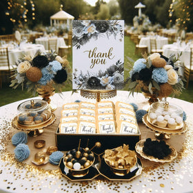 OMCookie basket stuffer cookies in gold-black for classy event decor