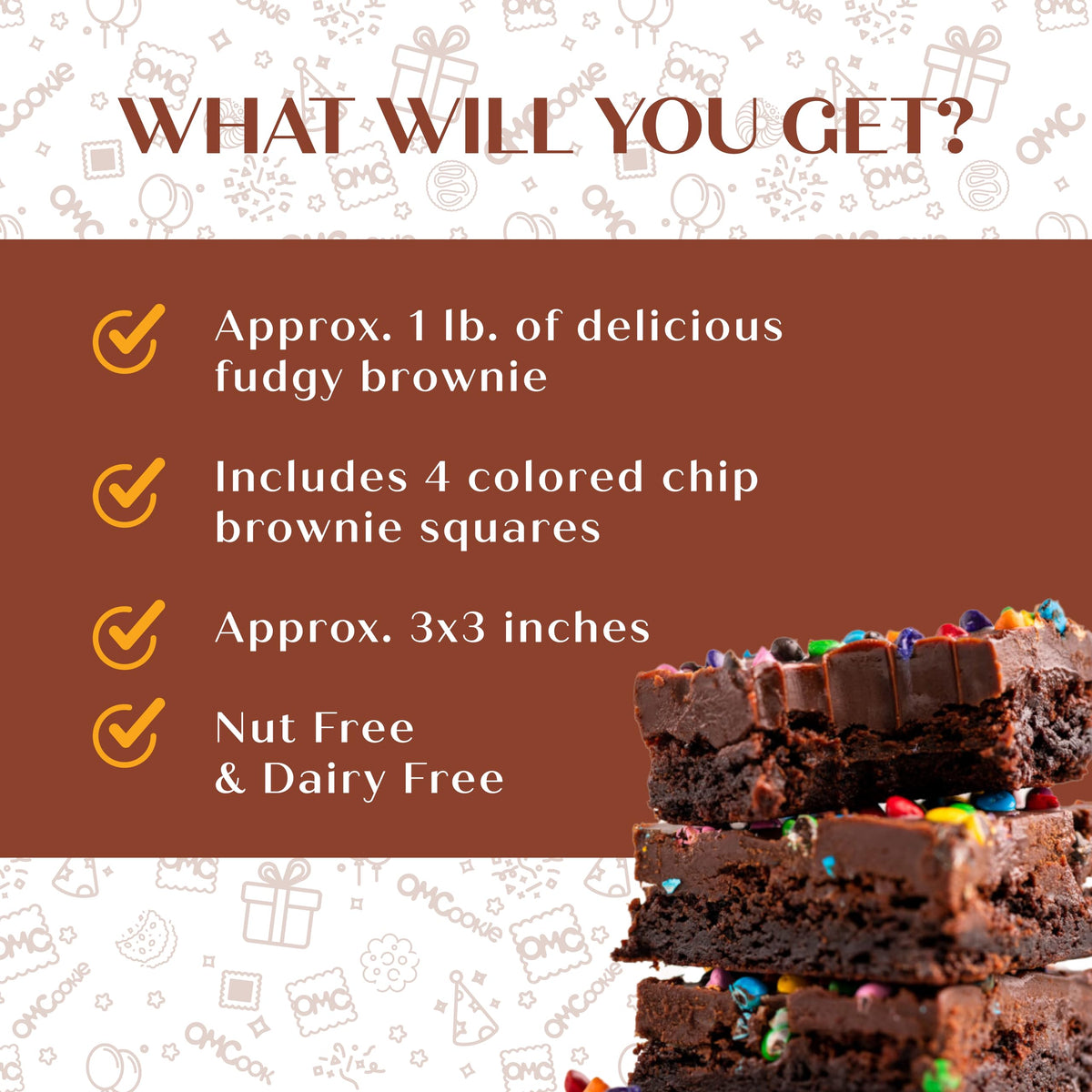 OMCookie brownies neatly arranged in a gift box, ready for occasions.