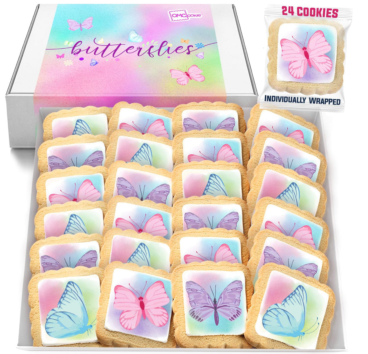 OMCookie butterfly cookies 24-pack for spring parties and gifts