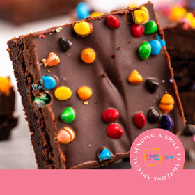 Four fudgy brownies wrapped individually for freshness.