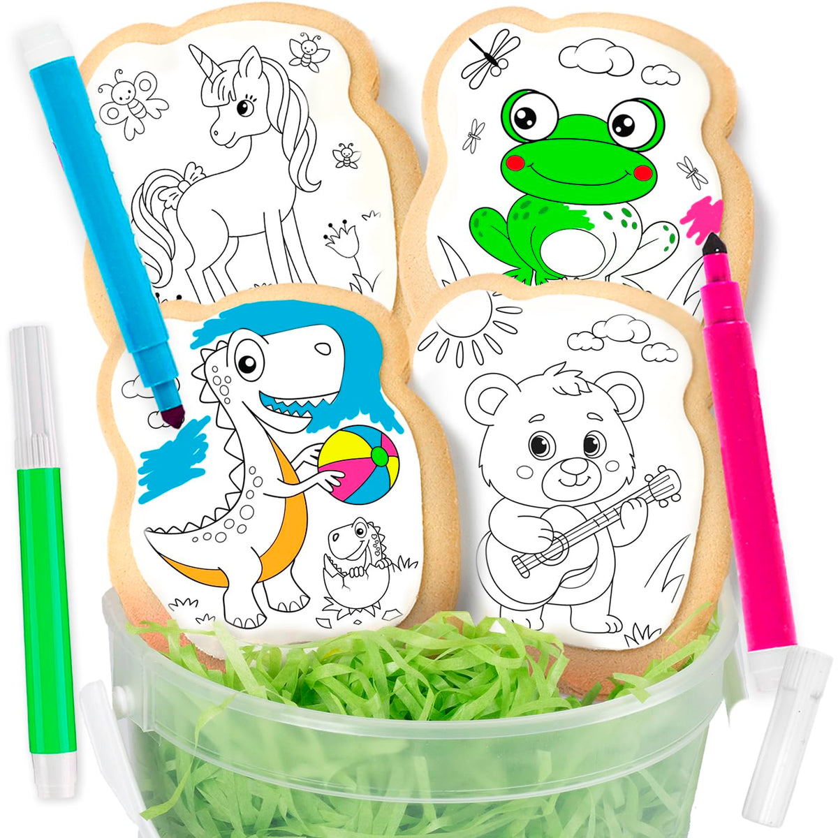 OMCookie cookie decorating kit with four jumbo cookies ready for decorating