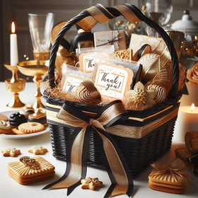 OMCookie corporate party favors in gold and black for events