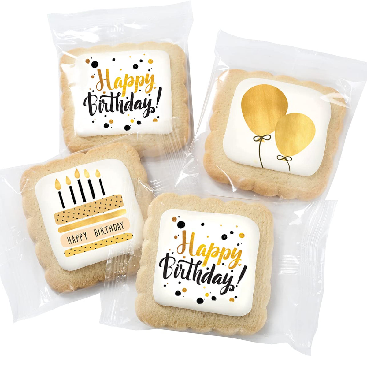 OMCookie decorated sugar cookies close-up with gold finish, premium flavor for special occasions.