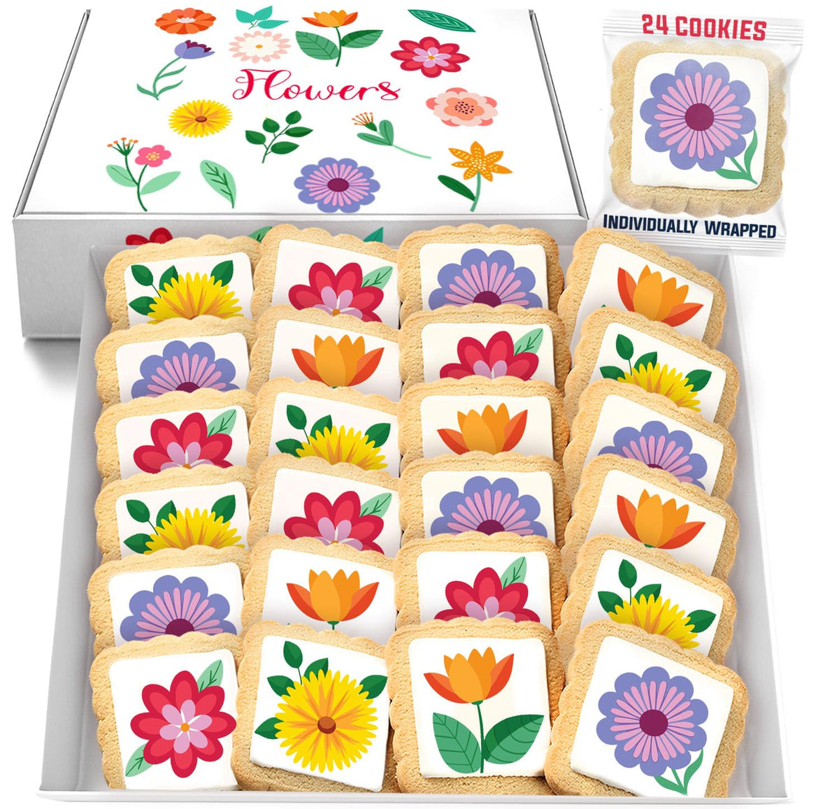 OMCookie Summer Sunflower Daisy cookies, individually wrapped, ships safely with bubble wrap protection.