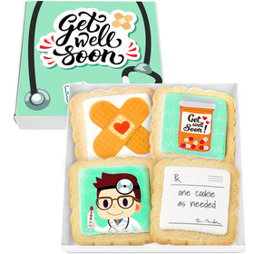 OMCookie Get Well Cookies Basket with edible ink designs for a thoughtful recovery treat.