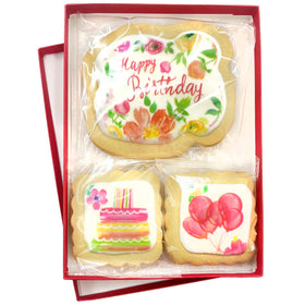 OMCookie gift box with a floral design, ready to gift.
