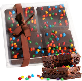 OMCookie gourmet chocolate brownies in a gift basket, ideal for celebrations and corporate gifting.