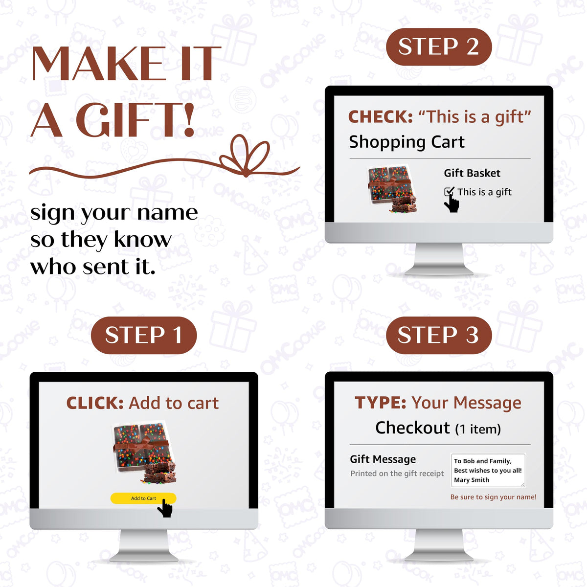 OMCookie hand-tied ribbon presentation enhances the gift’s visual appeal.