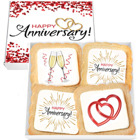 OMCookie Happy Anniversary Cookies in festive gift packaging for celebrations.