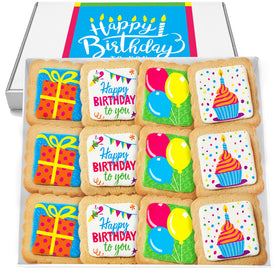 OMCookie Happy Birthday Cookies 12-Pack, individually wrapped for gift-ready freshness.