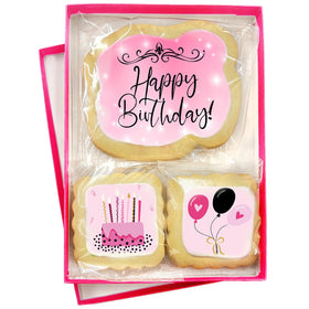 OMCookie Happy Birthday cookies packaged with bubble wrap for safe delivery.