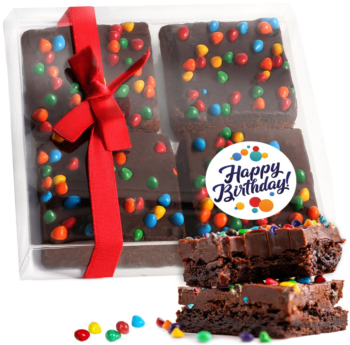 OMCookie Happy Birthday To You brownies gift box with ribbon, ideal for celebrations.
