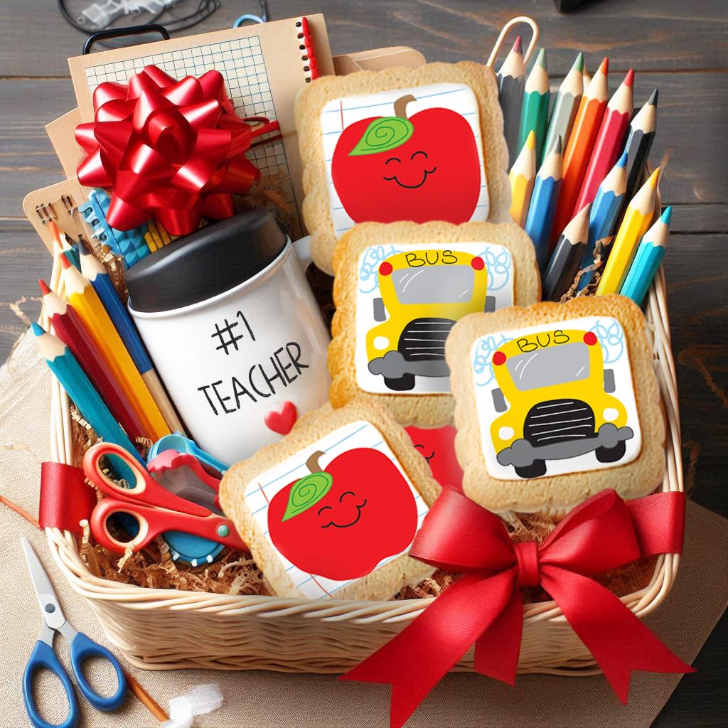 OMCookie back-to-school themed cookies suitable for parties and lunches.
