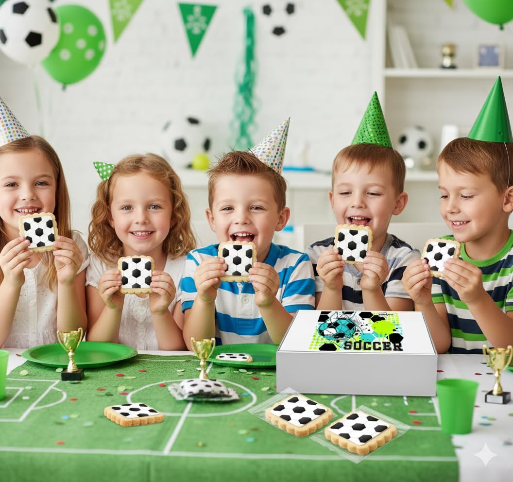 OMCookie soccer cookies with edible ink printing, ideal for themed celebrations.
