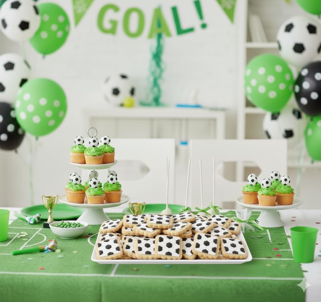 OMCookie soccer cookies on a party table, ready to share.