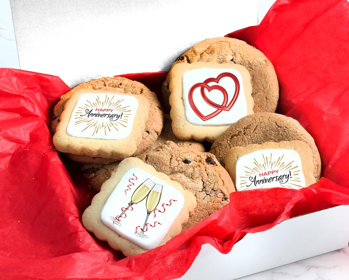 Decorated sugar cookies ready to celebrate a special anniversary.