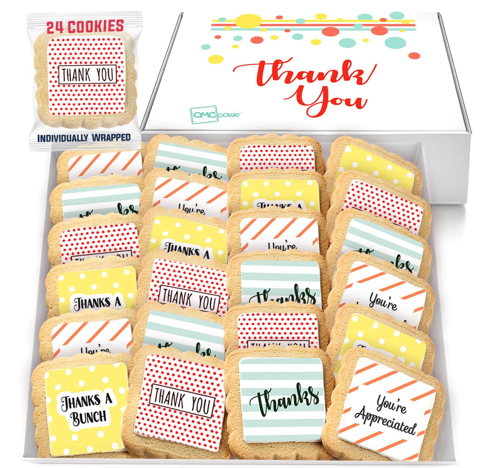 OMCookie Thank You Cookies 24-pack in packaging, ideal for gifting