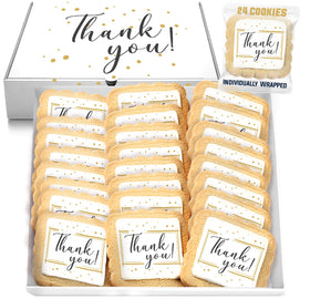 OMCookie gold-black thank you cookies with edible ink for elegant corporate gifts