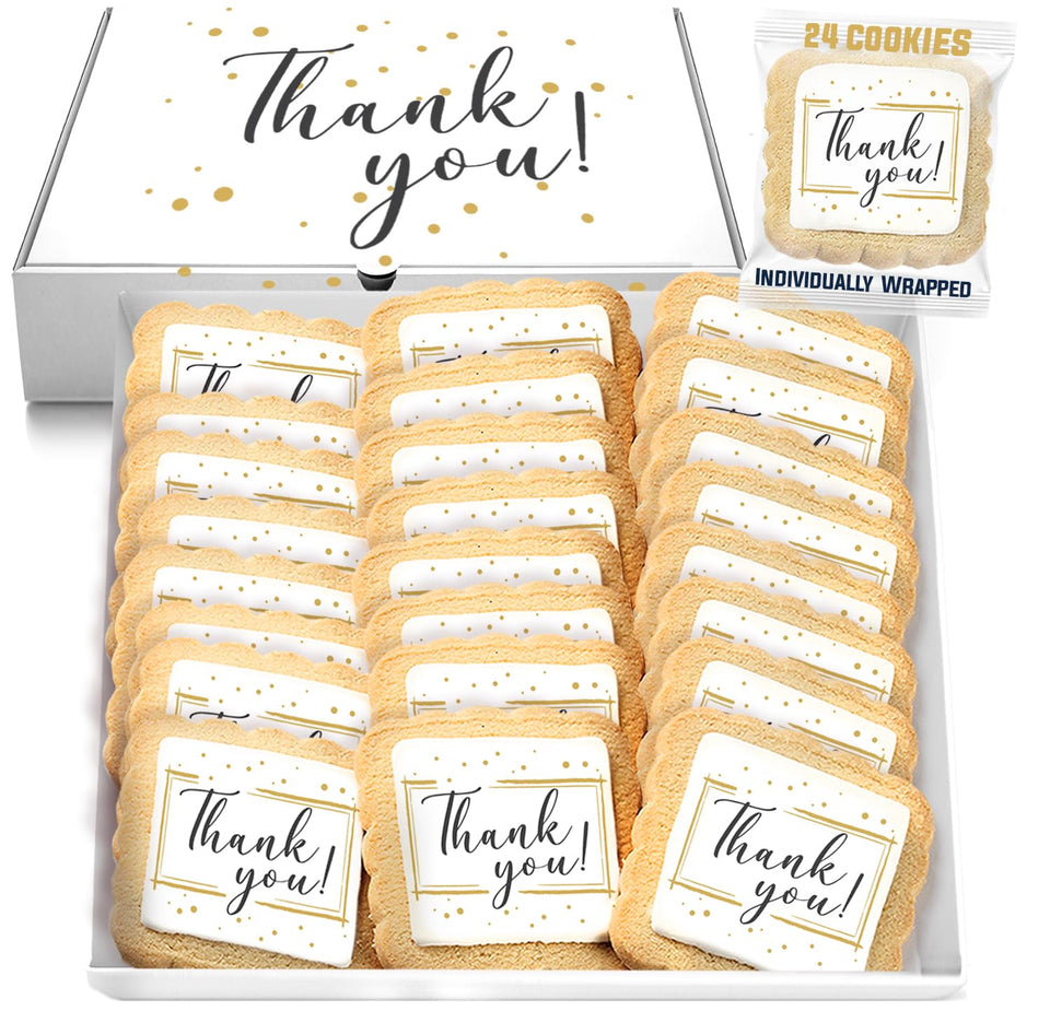 OMCookie gold-black thank you cookies with edible ink for elegant corporate gifts