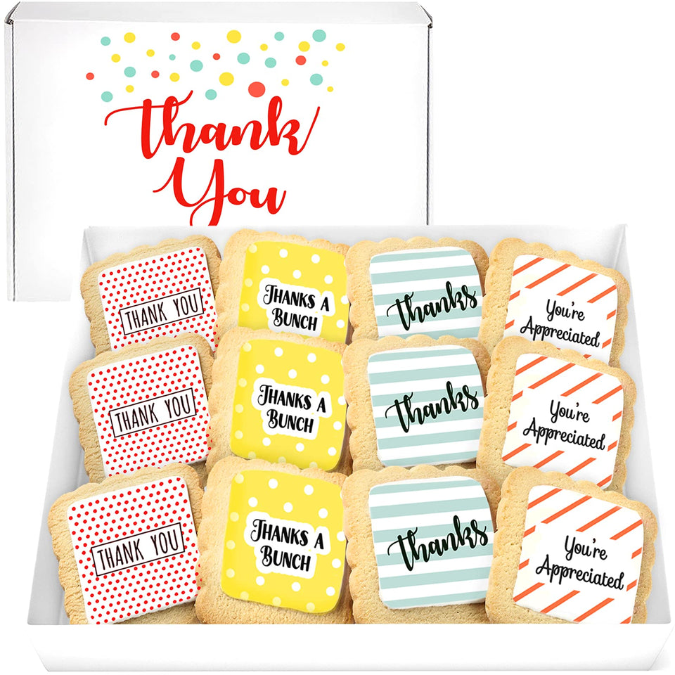 OMCookie decorated cookies in a thank you gift basket for colleagues and teachers