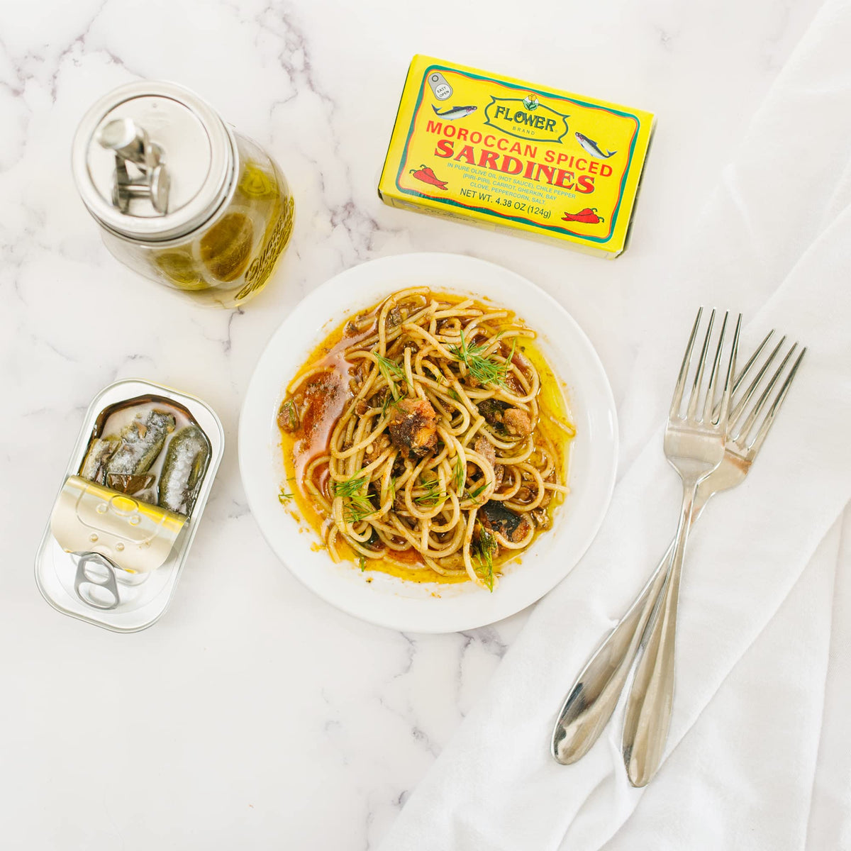 Flower Spiced Sardines offer 1800mg Omega-3 per serving for protein options
