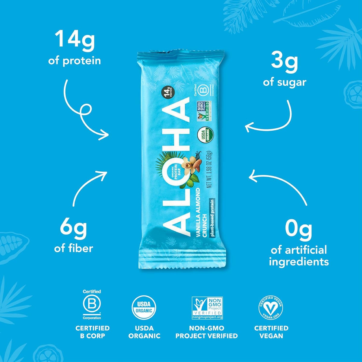 OMNICOAST GOODS Vanilla Almond Crunch Bar, gluten-free, low-sugar option for a quick bite.