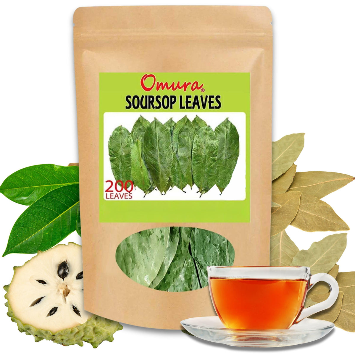 Omura dried soursop leaves bulk 3.5oz for brewing fragrant tea.