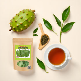 Omura soursop leaves tea-brewing setup showing easy prep.
