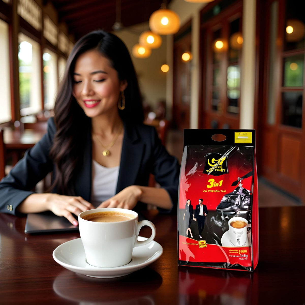 Information card included with OMURA Trung Nguyen G7 3 in 1 coffee