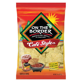 On The Border cafe style tortilla chips pack of 3, ideal for entertaining.