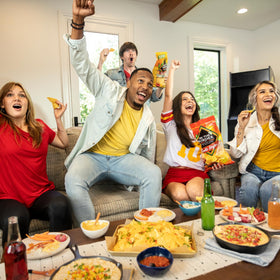 On The Border chips during movie night, easy snacking option.