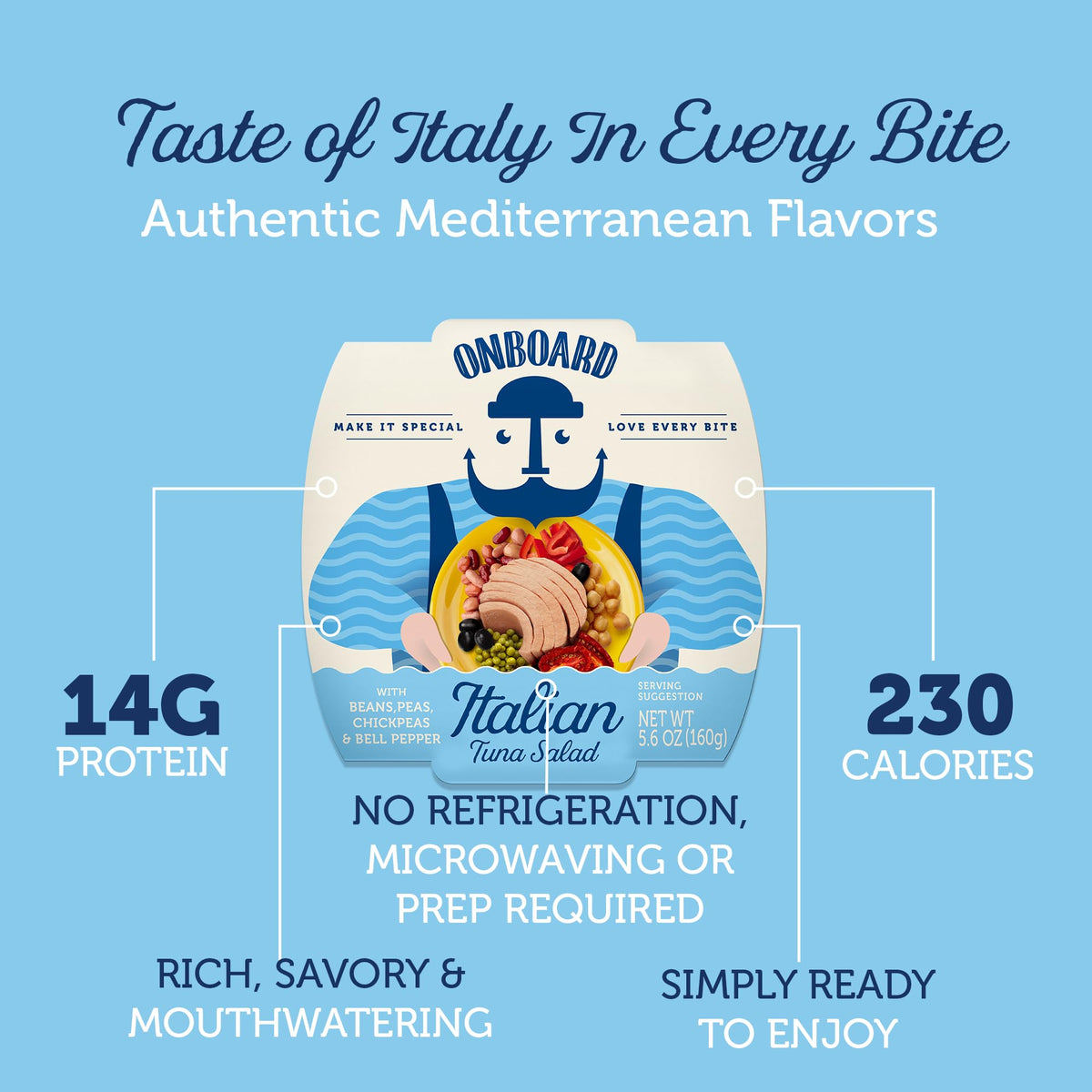 Onboard ready-to-eat tuna salad pack ready for quick lunch.