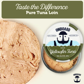 ONBOARD yellowfin tuna in olive oil served in bowl for quick salads.