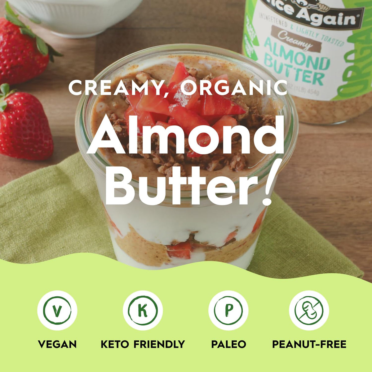 Once Again Almond Butter contains no palm oil, gluten-free and non-GMO.