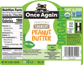 Once Again Organic Crunchy Peanut Butter close-up texture ideal for snacking.