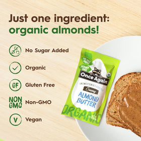 Once Again organic almonds sourced from Italy, Spain, and California for sustainable quality.