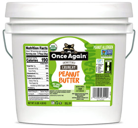 Once Again Organic Crunchy Peanut Butter 9lb jar with chunky texture for toast.
