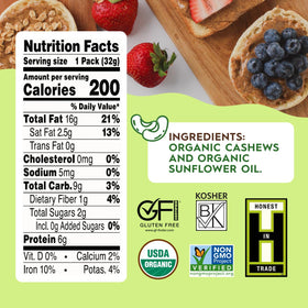 Organic, Non-GMO branding highlighted on packaging.