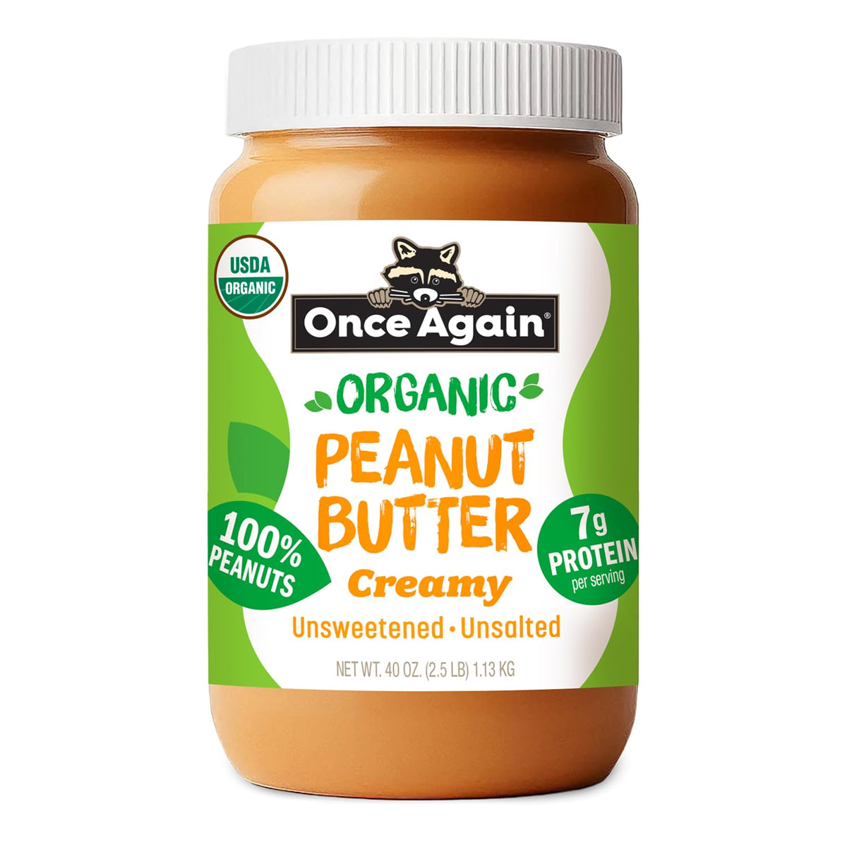 Once Again organic peanut butter jar with smooth texture for everyday use.