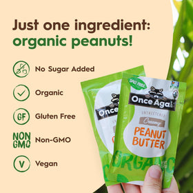 Once Again organic peanut butter packets in a lunchbox, protein-packed snack.