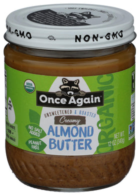 Once Again Organic Smooth Almond Butter jar with creamy texture for toast