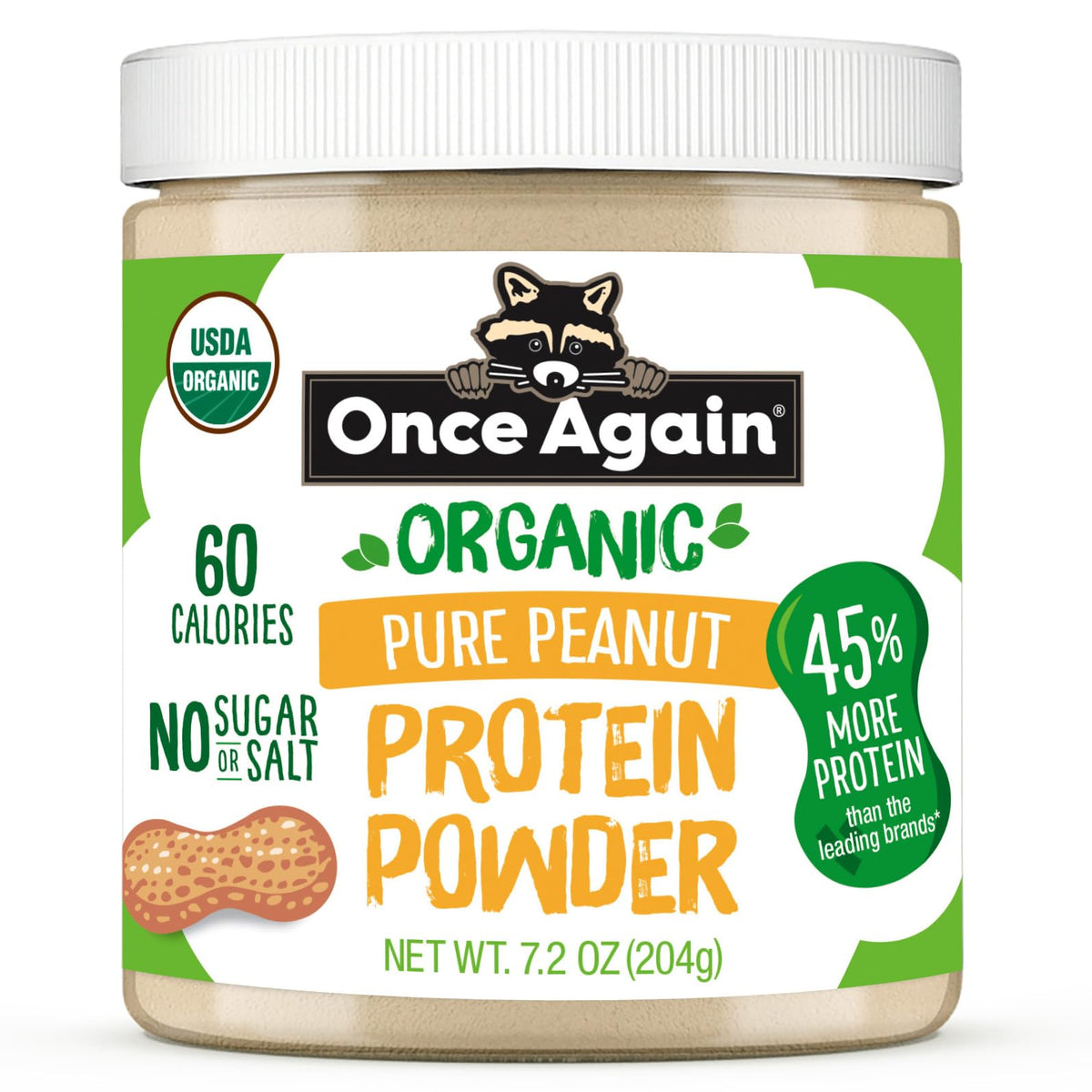 Once Again Pure Peanut Butter Powder bottle showing organic protein boost