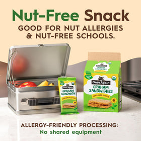 At-home snack moment with Once Again crackers and simple organic ingredients on the table.